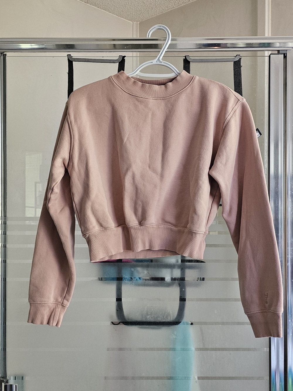 TNA Cropped Dusty Rose Crew Sweatshirt